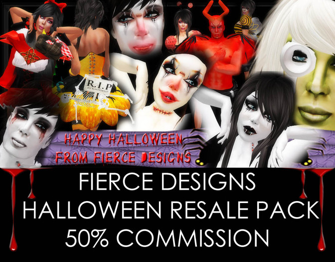 Second Life Marketplace FIERCE DESIGNS HALLOWEEN RESALE PACK 50 COMMISSION